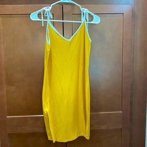 Yellow Shoulder Tie Dress